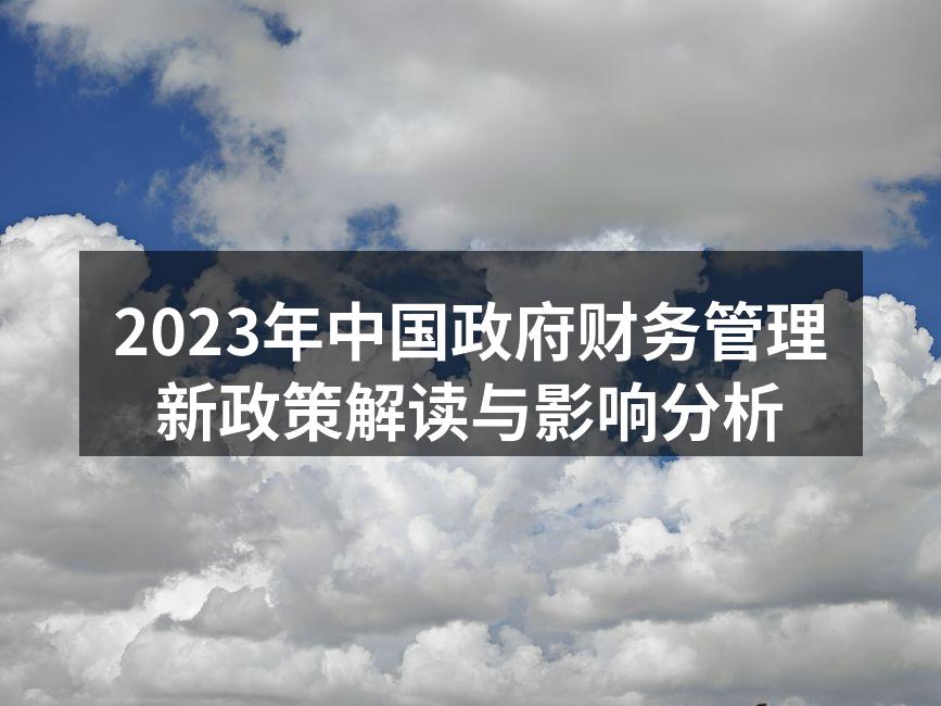 2023年中国政府财务管理新政策解读与影
