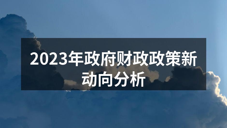 2023年政府财政政策新动向分析